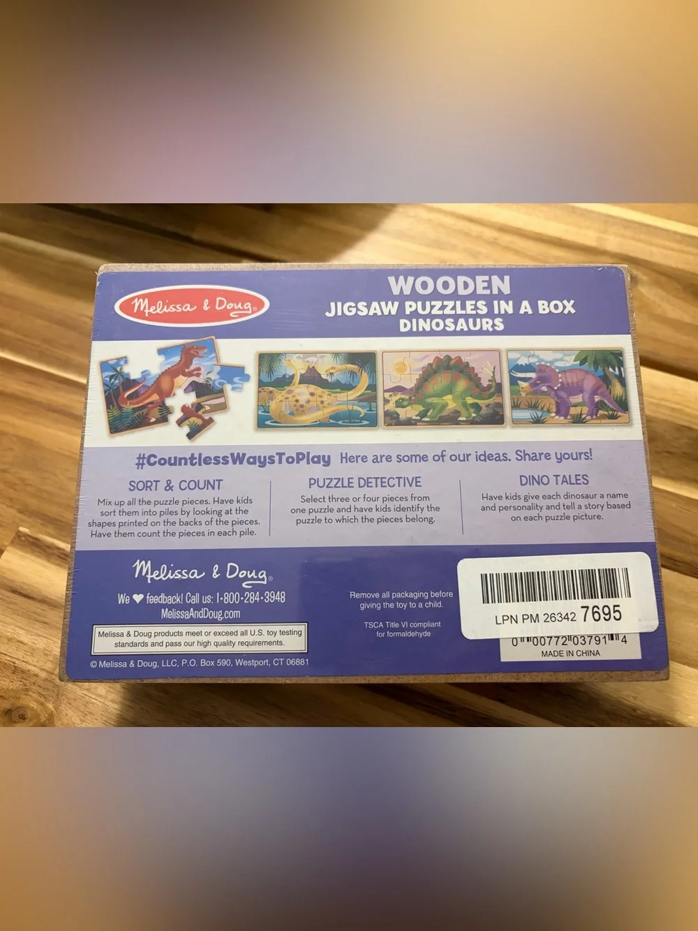 NWT: Melissa & Doug Puzzle Dinosaurs 4 12-Piece Puzzles Box Gift Ages 3+